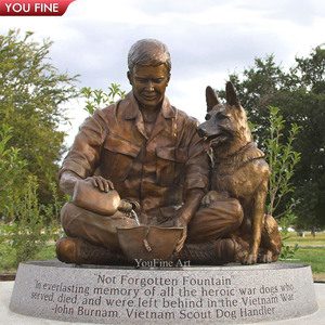 YOUFINE <span class=keywords><strong>Statua</strong></span> in Bronzo a Grandezza Naturale di <span class=keywords><strong>Uomo</strong></span> e Cane, Scout Handler, per Parchi Commemorativi e Piazze Pubbliche - Product Image 1