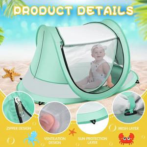 Tente de camping automatique pour bébé, portable, imperméable, pour la plage, à ouverture rapide, en maille, pour enfants - Product Image 2