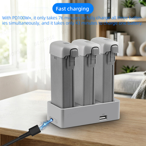 Hub de charge de <span class=keywords><strong>batterie</strong></span> pour <span class=keywords><strong>DJI</strong></span> <span class=keywords><strong>Avata</strong></span>, chargeur trois voies 360, station de charge rapide 100W avec câble de charge, accessoire pour drone - Product Image 4