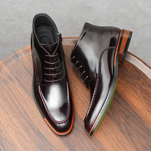 Bottes de Travail pour Hommes Printemps-Automne en Cuir Véritable avec Motif Léopard en Relief, Semelle en Caoutchouc Imperméable - Product Image 2