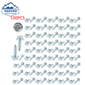 Slotted Pan Head Tapping Screws Zinc Plated With Washer Imperial Inch Metal <b>Fasteners</b> For General Industry Use - Product Image 1