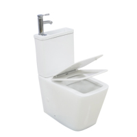 Ensemble WC moderne en céramique à double chasse, avec siphon en P, cuvette de toilette et lavabo auto-nettoyant émaillé, pour salle de bain publique