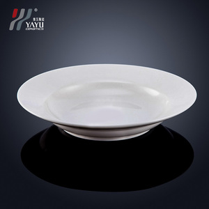 Plato Hondo de Cerámica Yayu, Blanco, Redondo, 1257, Bandeja para Servir en Hoteles y Restaurantes, Apto para Microondas, Color Sólido - Product Image 1