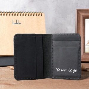 Cartera Bifold de Cuero Genuino Crazy Horse para Hombre Boshiho, Delgada, con Bloqueo RFID, Personalizable, con Espacio para Grabado - Product Image 1