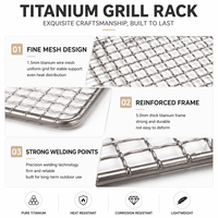 Grille de barbecue en titane ultralégère pour camping, maille de cuisson portable, ustensile de cuisine épaissi pour pique-nique et équipement de camping en extérieur