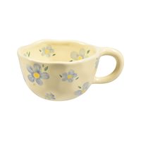Mug à petit déjeuner en céramique personnalisé pour boisson, vaisselle de cuisine, mugs en céramique, forme irrégulière, mug à fleurs fait à la main