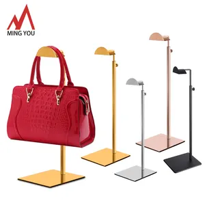 Polished Gold Display Stand Retail Countertop Single Hook Adjustable Height Handbag Display Stand Bag Handbag Display Stand