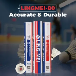 Lingmei Brand 80 plumes d'oie blanches volant de badminton navettes les plus durables