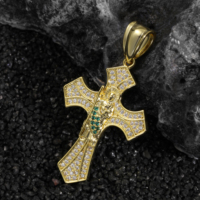 Promotion : Pendentif Croix Hip-Hop Religieux Plaqué Or avec Pierres CZ Mixtes pour Hommes, Bijou de Foi