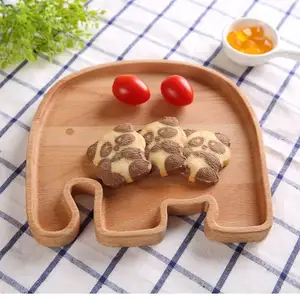 Customize Wooden Rabbit Shape Plate Cheap Fancy Cartoon Food Serving Plates For Kids