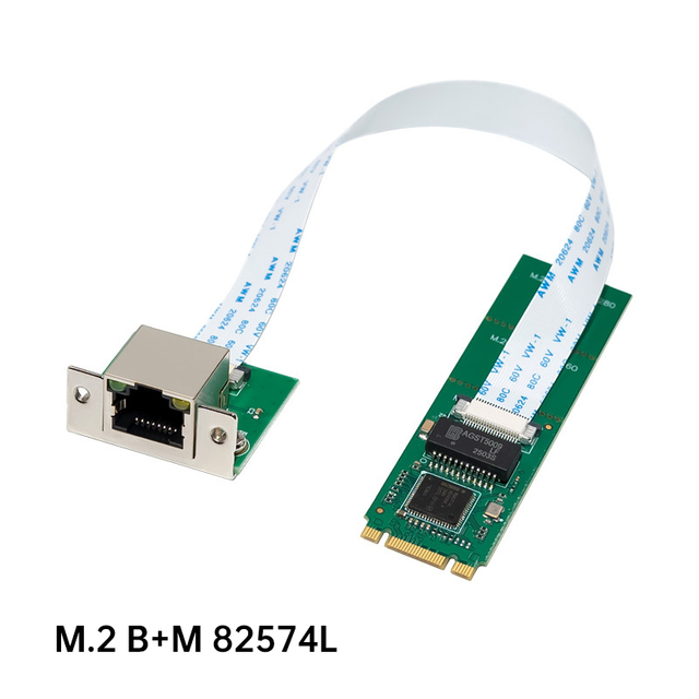 M.2 B+M Intel WG82574L Gigabit Ethernet NIC Single Port RJ45 with IEEE 1588 for Industrial Embedded and Server Use
