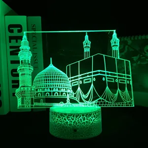 Muslim Mosque 3D Night Lamp RGBw Colors Changing Cool Ramadan Gift Acrylic LED Night Light for Home Decor <strong>Nightlight</strong> Dropship - Product Image 4