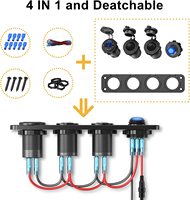 Chargeur USB 12V 90W double QC3.0 PD USB C avec voltmètre et adaptateur de prise de courant 12v et interrupteur étanche pour bateau marin