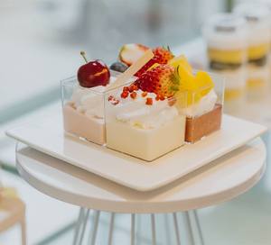 2 oz 3 oz 4 oz 5 oz tek kullanımlık plastik kare bardak Mini PS malzeme için parti için dondurma yoğurt mus hizmet - Product Image 1