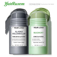 Masque Facial en Stick Hydratant et Éclaircissant au Probiotique, à l'Argile Blanche et au PDRN de Volcan d'Alaska à l'Armoise, Resserre les Pores, Soin de la Peau 40g