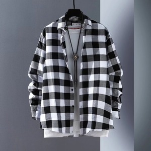 <span class=keywords><strong>Camisa</strong></span> de Manga Larga a Cuadros para Hombre con Sentido <span class=keywords><strong>del</strong></span> Diseño de Nicho Retro Holgada Estilo Versátil - Product Image 3