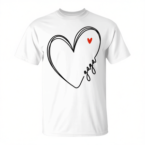 T-shirt Gaga Heart Design pour femmes et filles, col rond en coton blanc - Product Image 2