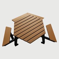Mobilier d'extérieur Table de pique-nique commerciale en bois pour personnes handicapées Ensemble de meubles de jardin Patio extérieur Table à manger externe avec banc