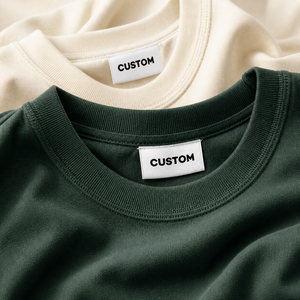 Camiseta de Algodón Personalizada Verde Bosque Crema con Cuello Redondo para Marca Privada, Ropa Urbana y Compras al por Mayor - Product Image 1