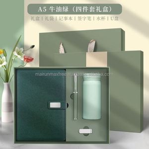 Luxury A5 PU Notebook Planner Custom Logo Corporate Gift Set Stainless Steel Thermos <b>Cup</b> Pen Silk Screen Printed Office Business - Product Image 4