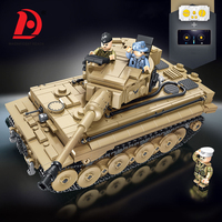 993 Buah Kit Bangunan Tank Militer RC Perang Dunia II, Dikendalikan dengan Aplikasi & Remote Manual, Rakitan DIY, Model Tank Blok Tentara, Mainan