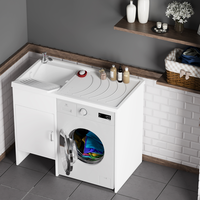Ensemble de meuble-lavabo et plan de travail blanc, design moderne italien de haute qualité, en PVC+PP, écologique, résistant à l'eau et aux acides