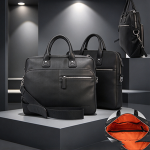 Porte-documents professionnel en simili cuir pour ordinateur portable, sac à main multi-poches, bandoulière amovible pour le bureau et les voyages - Product Image 4