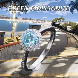 แหวนเงินแท้ 925 ประดับเพชรโมอิสซาไนต์สีเขียว ของขวัญเครื่องประดับ - Product Image 3