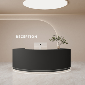Mostrador <span class=keywords><strong>de</strong></span> Recepción para Salón <span class=keywords><strong>de</strong></span> Belleza, Barbería, Bar, Estilo Minimalista Moderno, con Luz LED, Material MDF - Product Image 2