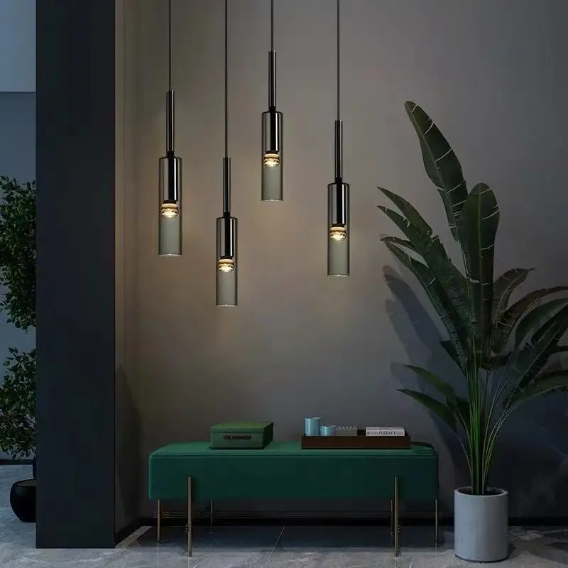 Simple design nordic modern pendant lamp hotel bedroom crystal hanging pendant light led droplight