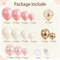 Kit d'arche de ballons de fête en gros avec ballons confettis pastel rose poudré, blanc sable et or chromé