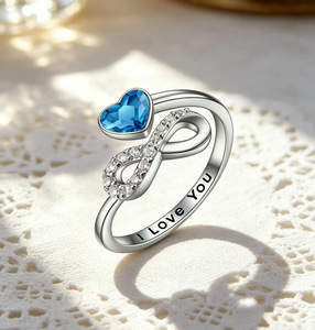 Anillo de Plata de Ley 925 para Mujer, Forma de 8, <span class=keywords><strong>Amor</strong></span> Infinito, 12 Constelaciones, Corazón de Color, Zirconia, Regalo de San Valentín, Joyería - Product Image 5