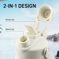 Bouteille d'eau sport isotherme en acier inoxydable de 32 oz avec logo personnalisé, compartiment de rangement inférieur amovible et couvercle 4-en-1