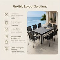 Table de jardin extensible en bois, ensemble table et chaises d'extérieur 12 places, ensemble de salle à manger, mobilier d'extérieur durable, structure en aluminium, plastique