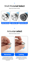12/16/19/22mm interrupteurs à bouton en acier inoxydable verrouillage momentané éclairer Led étanche IP65 interrupteur à bouton-poussoir
