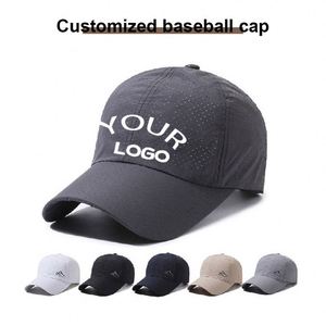 Custom Logo High Quality 6 Panel Snapback Cap Trucker Breathable Mesh Running Laser Cut Hole Perforated Baseball <b>Hat</b> - Product Image 4