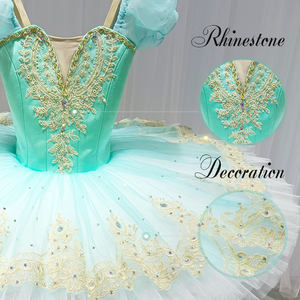 T0331 платье для девочек для взрослых, зеленый сценический костюм с пышными рукавами, детская Пышная юбка, балетные костюмы-пачки, профессиональная пачка - Product Image 3