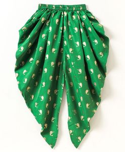 Conjunto de ropa tradicional para fiesta para niñas, Top y pantalones Dhoti estampados de Twisha, color verde (6 meses - 14 años) - Product Image 3