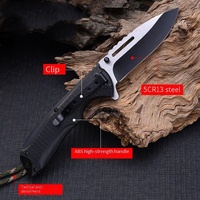 Couteau de poche avec manche en paracorde, couteau pliant multifonctionnel pour la survie et le camping
