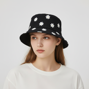 <span class=keywords><strong>หมวก</strong></span>บักเก็ตลายดอกไม้แบบกลับด้านได้ แฟชั่นมาใหม่ สำหรับป้องกันแสงแดดกลางแจ้ง - Product Image 1