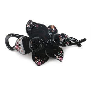 कस्टम पुष्प डिजाइन केले के बाल क्लिप अतिरिक्त बड़े 10.5 सेमी ऐक्रेलिक बालों के लिए रंगीन फूल मोड़ क्लिप - Product Image 6