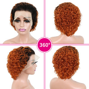Perruques en dentelle complète 13x4 en <span class=keywords><strong>cheveux</strong></span> humains vierges brésiliens en gros, coupes courtes de type pixie, couleur 1b/350, <span class=keywords><strong>cheveux</strong></span> bouclés pour femmes noires - Product Image 3
