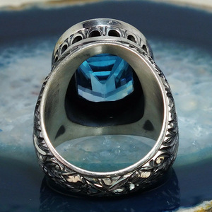 Vintage Blue Openwork Ring for Women Luxury Palace Style Fashion Party Finger Accessory Gift - Product Image 6