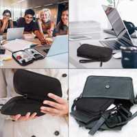 Sac de rangement durable à double couche pour accessoires électroniques, chargeur de téléphone portable, câble de données, avec fermeture éclair