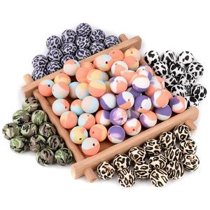 BPA Free Baby Teething Round <b>Silicone</b> <b>Beads</b> <b>Silicone</b> Printed Loose <b>Bead</b> Food Grade Baby <b>Silicone</b> Teething <b>Beads</b> for Wholesale - Product Image 2