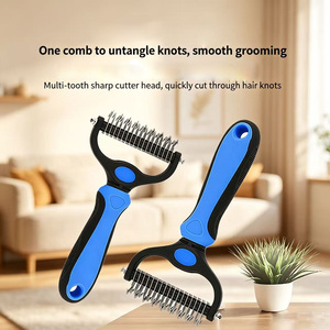 Outil de démêlage professionnel et écologique pour animaux de compagnie, peigne à double face pour <span class=keywords><strong>chien</strong></span> et chat, élimine les nœuds et les poils lâches, <span class=keywords><strong>brosse</strong></span> de toilettage douce - Product Image 4