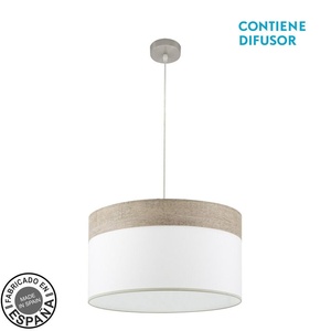 Lampada a Sospensione 2xE27 in Nichel e Legno Grigio, 50x50 cm - Illuminazione Decorativa e Funzionale per Spazi Moderni - Product Image 1