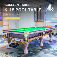 Table de billard de luxe KONLLEN K-18 de 9 pieds, plateau en ardoise, poches en cuir italien, table de billard personnalisée pour salle de jeux de villa