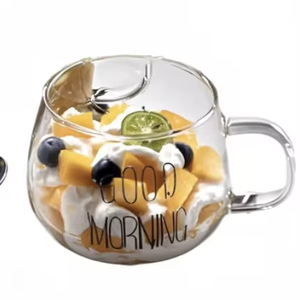 Set all'ingrosso 5 pezzi buongiorno 400ml tazze in vetro borosilicato Design minimalista maniglia struttura a doppia parete uso da viaggio per la casa - Product Image 1