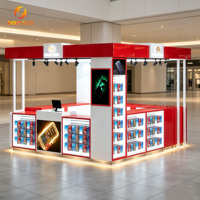 Vitrina de Vidrio con Cerradura para Almacenamiento de Teléfonos Móviles con Iluminación LED, Mueble de Exhibición Antirrobo para Reparación de Teléfonos Móviles